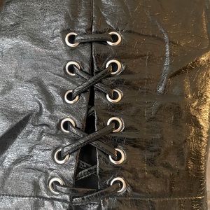 Plus Size Black Leather Mini Skirt